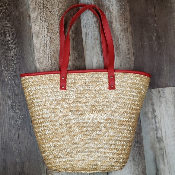 NWOT Laura Geller Beauty Red/Straw bag - Picture 5 of 8
